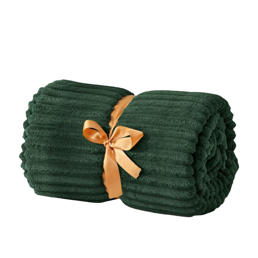 3D Ribbed Jacquard Fleece Throw Blanket for Sofa and Bed