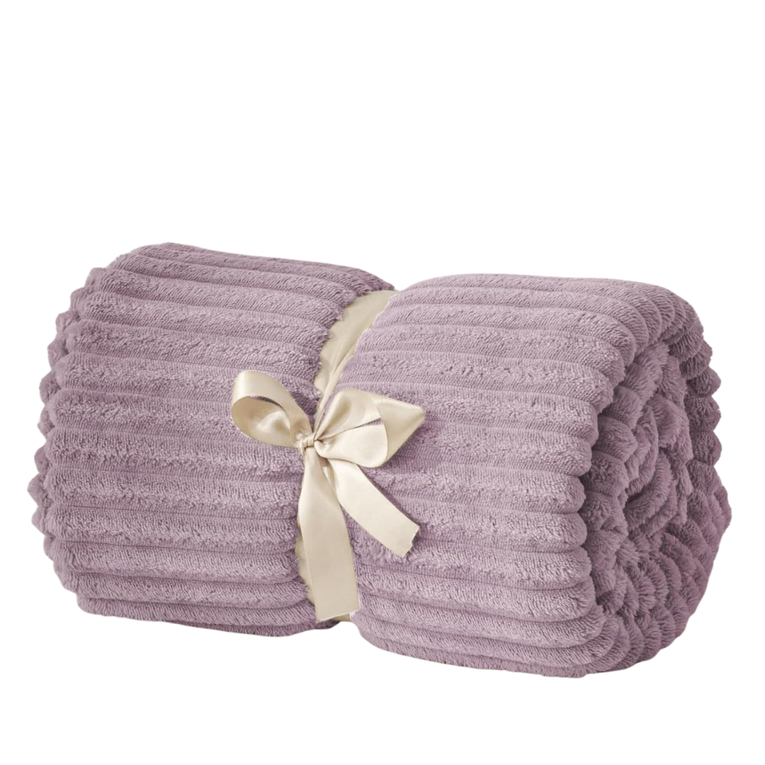 3D Ribbed Jacquard Fleece Throw Blanket for Sofa and Bed