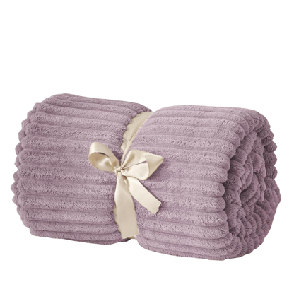3D Ribbed Jacquard Fleece Throw Blanket for Sofa and Bed