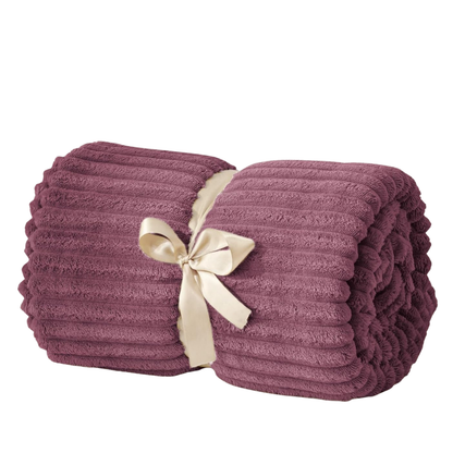 3D Ribbed Jacquard Fleece Throw Blanket for Sofa and Bed