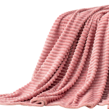 3D Ribbed Jacquard Fleece Throw Blanket for Sofa and Bed
