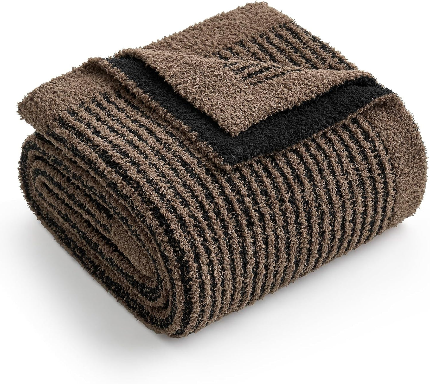 Reversible Ribbed Knit Throw Blanket for Sofa, Couch, and Bedroom