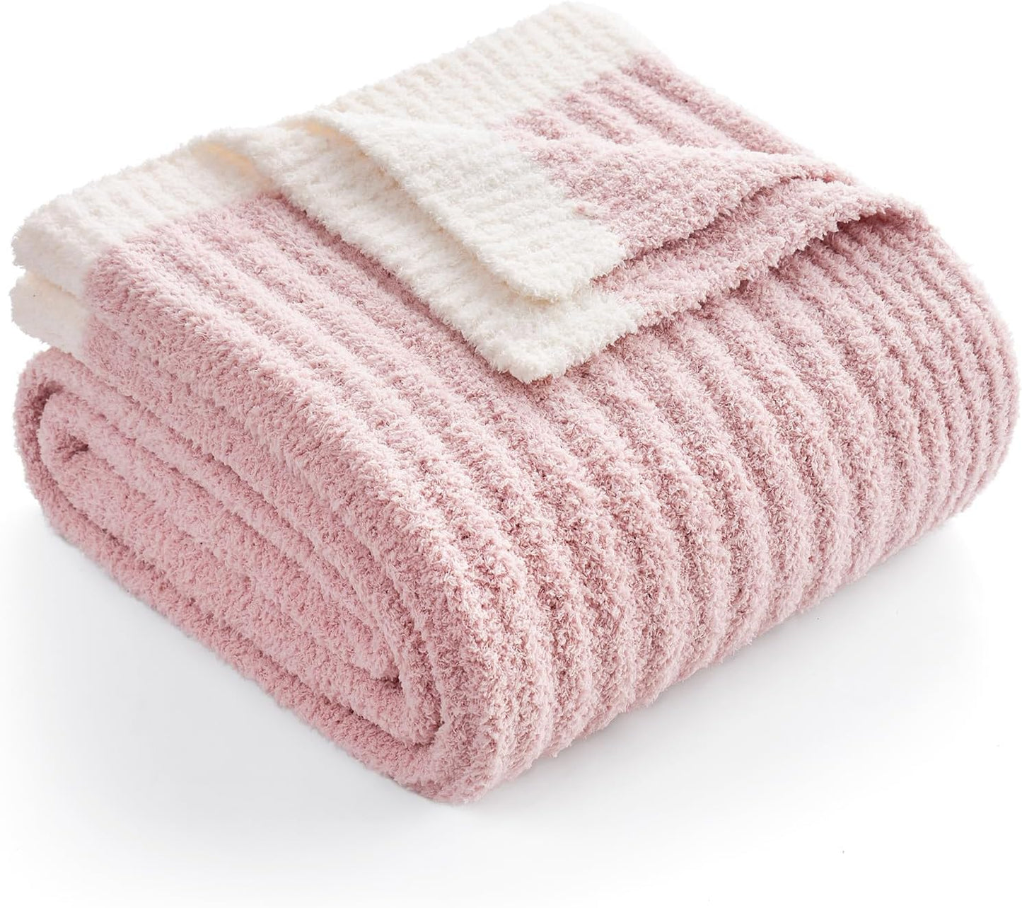 Reversible Ribbed Knit Throw Blanket for Sofa, Couch, and Bedroom