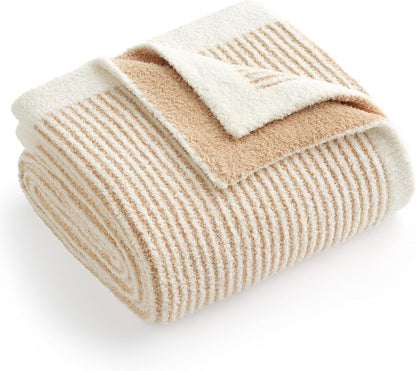 Reversible Ribbed Knit Throw Blanket for Sofa, Couch, and Bedroom