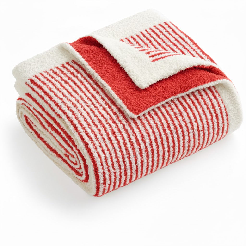 Reversible Ribbed Knit Throw Blanket for Sofa, Couch, and Bedroom