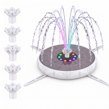 Bird Bath Fountain Powered by Solar Energy with LED Lights and Adjustable Spray