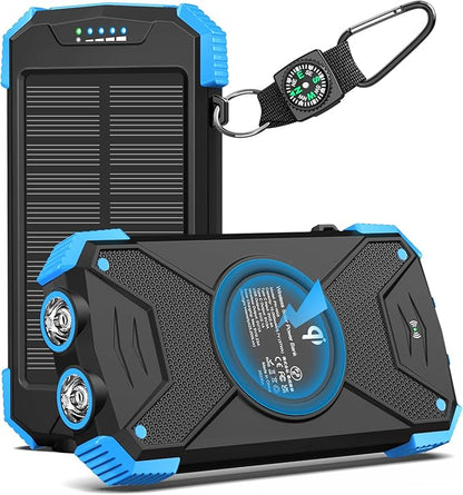 Portable 10000mAh Solar Power Bank with 20W Wireless Charging