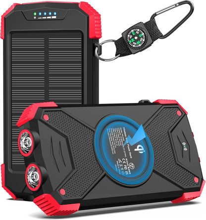 Portable 10000mAh Solar Power Bank with 20W Wireless Charging