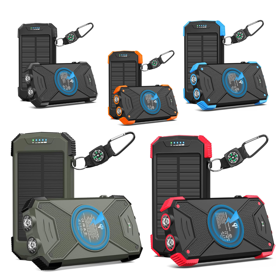 Portable 10000mAh Solar Power Bank with 20W Wireless Charging