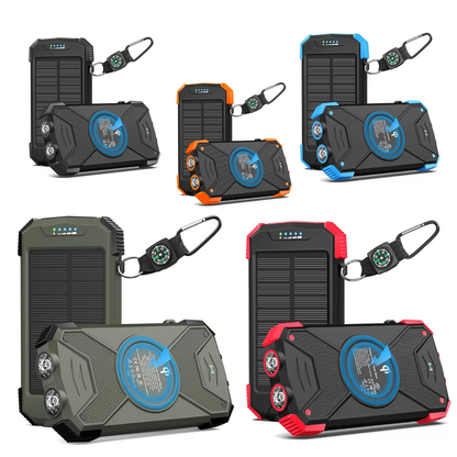 Portable 10000mAh Solar Power Bank with 20W Wireless Charging