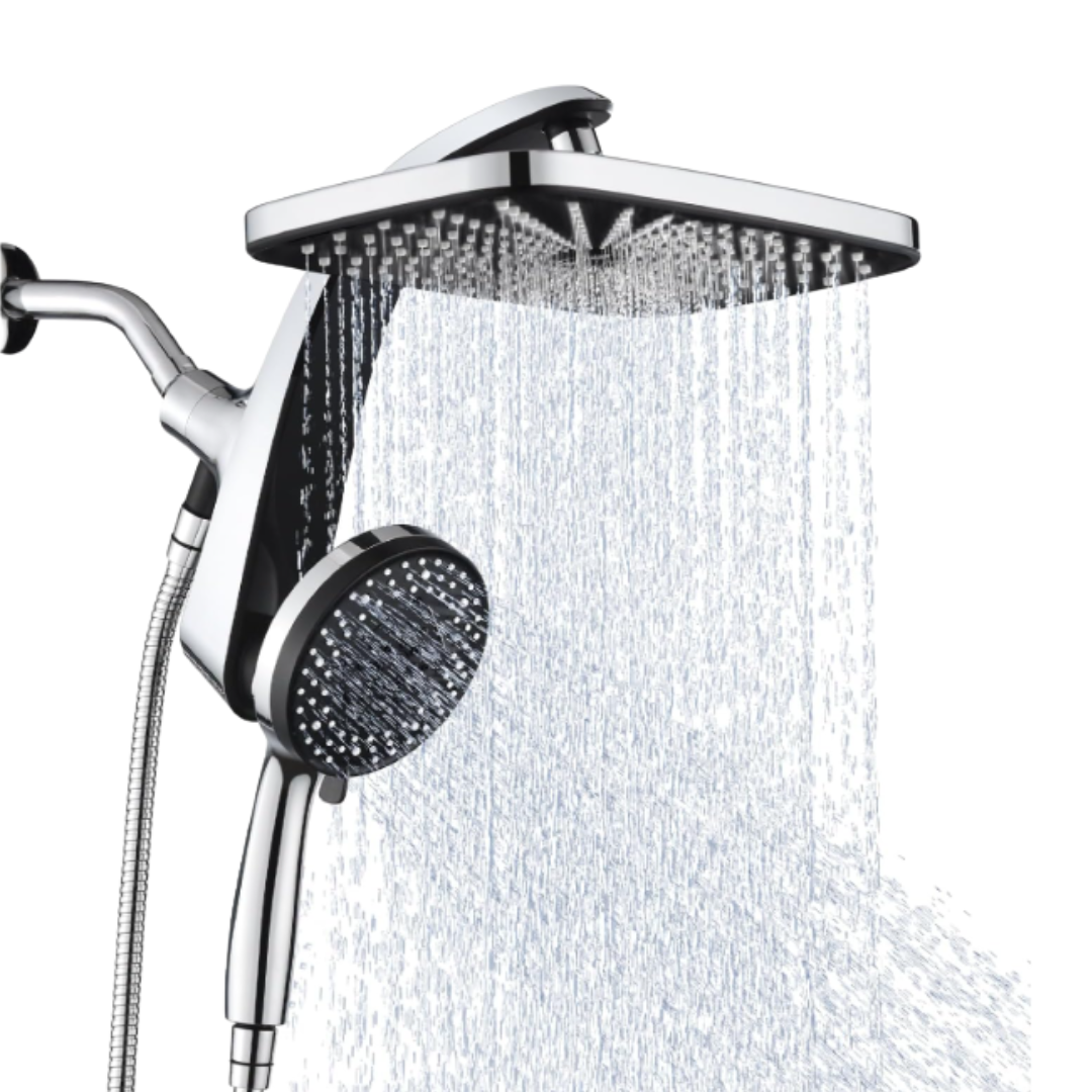 10-Function Handheld Shower with Square Rainfall System, 2.5 GPM