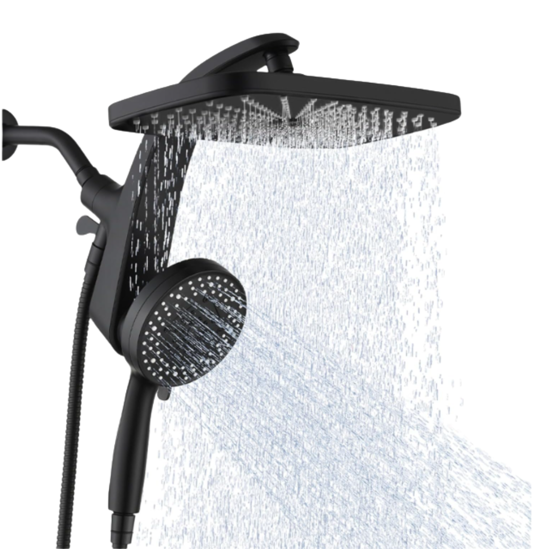 10-Function Handheld Shower with Square Rainfall System, 2.5 GPM