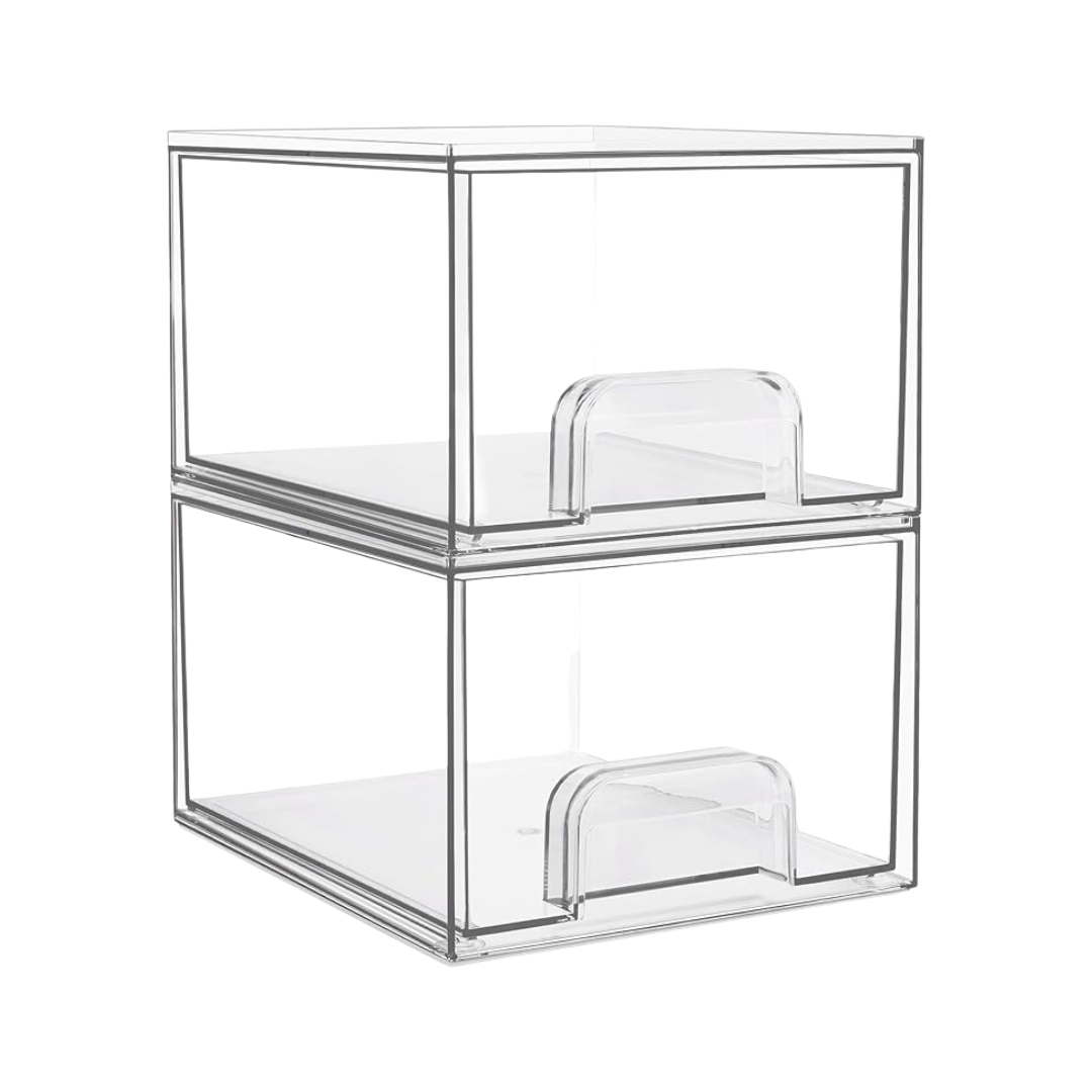 Clear Acrylic Bathroom Organizer – Stackable Storage Drawers for Vanity