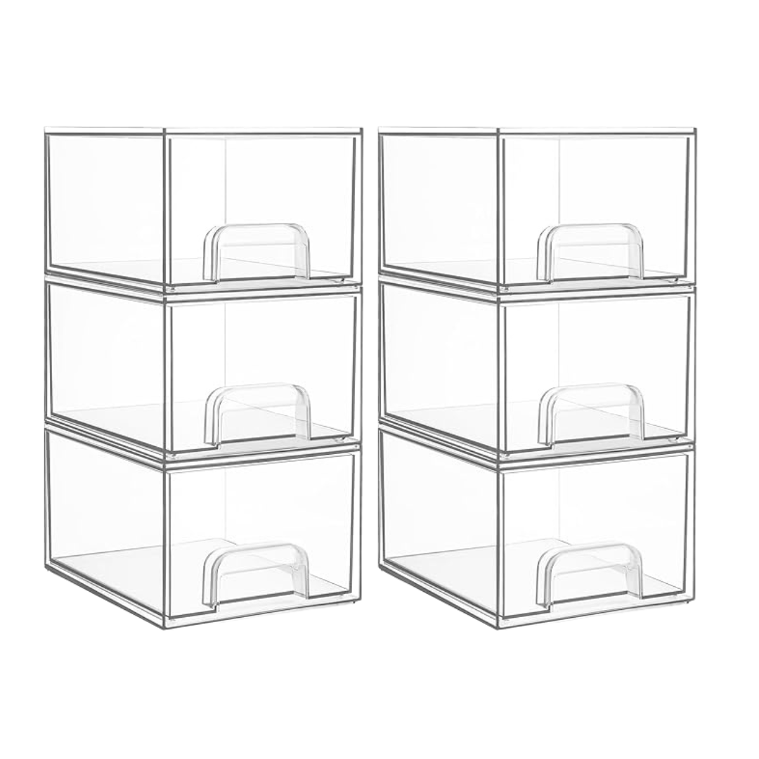 Clear Acrylic Bathroom Organizer – Stackable Storage Drawers for Vanity