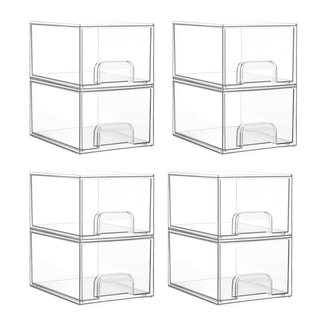 Clear Acrylic Bathroom Organizer – Stackable Storage Drawers for Vanity