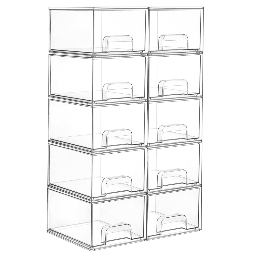 Clear Acrylic Bathroom Organizer – Stackable Storage Drawers for Vanity