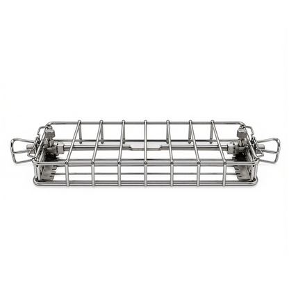 BBQ Rotisserie Basket in Stainless Steel for Various Spit Rod Sizes