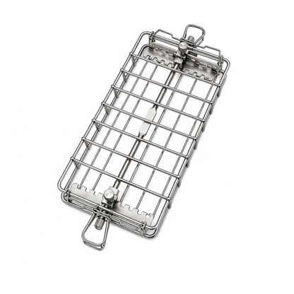 BBQ Rotisserie Basket in Stainless Steel for Various Spit Rod Sizes