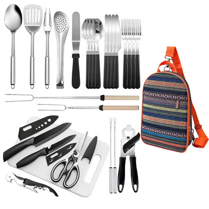 31-Piece Outdoor Cooking Tool Set in Stainless Steel Case