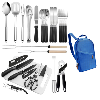31-Piece Outdoor Cooking Tool Set in Stainless Steel Case