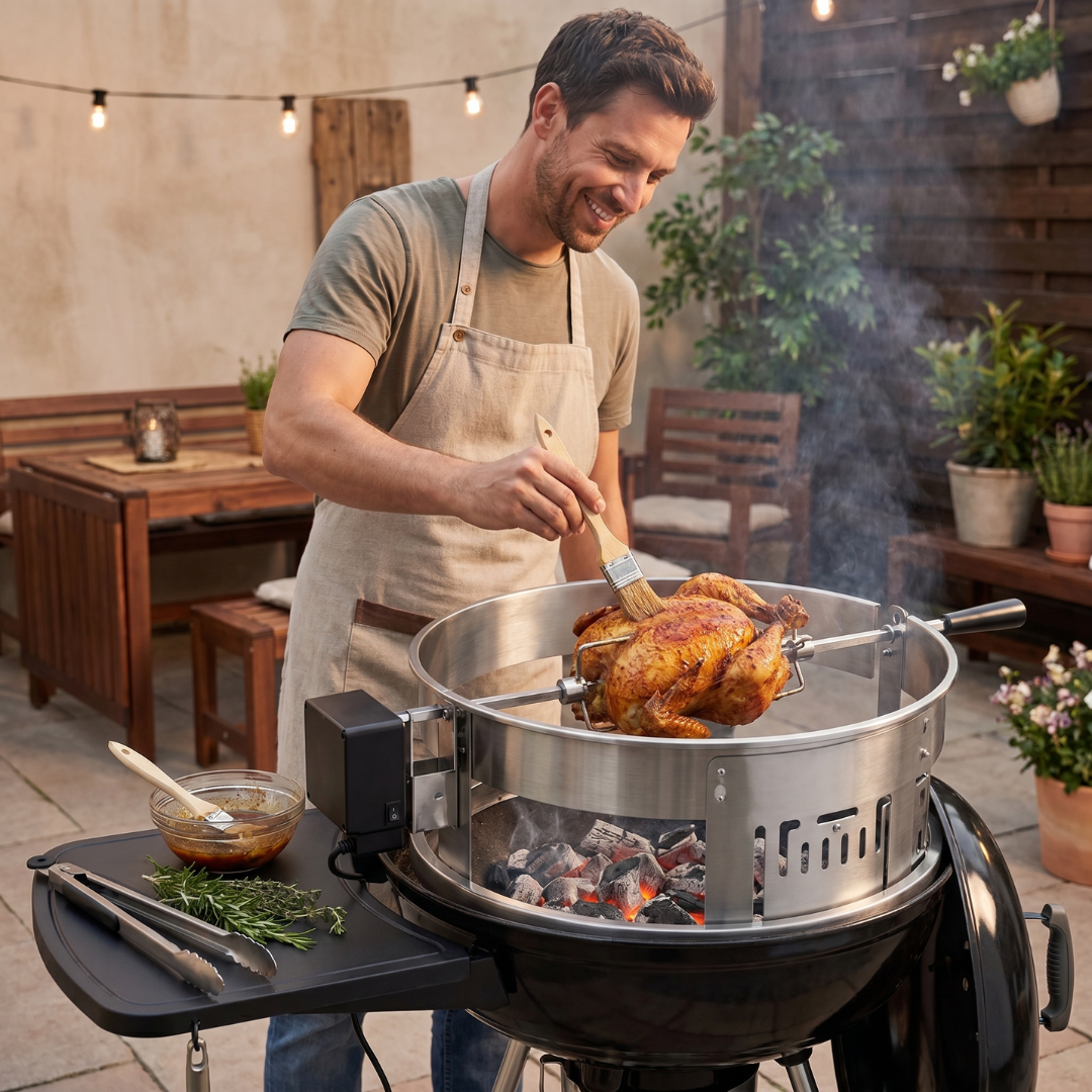Pizza Kit for 18-Inch Kettle Grills – Stainless Steel Rotisserie