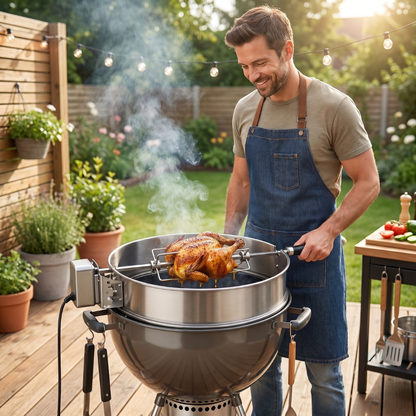 Rotisserie Ring Set in Stainless Steel for 22.5-Inch Kettle Grills
