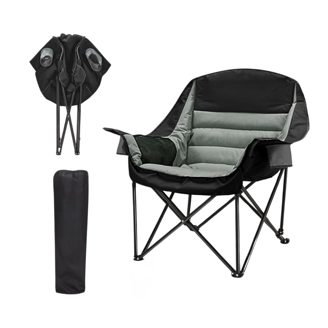 Camping Chair with Alloy Frame, Foldable Design and Storage Pockets