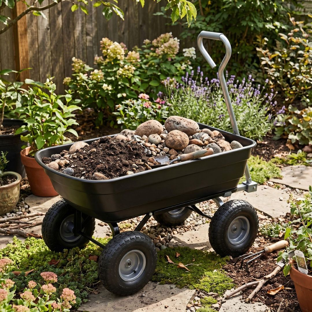 Utility Cart with Steel Frame – 600 lb Capacity for Garden and Yard