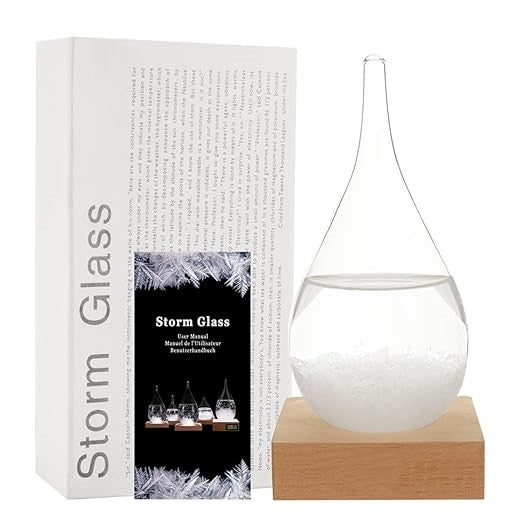 Teardrop Crystal Storm Glass Weather Predictor with Wooden Stand