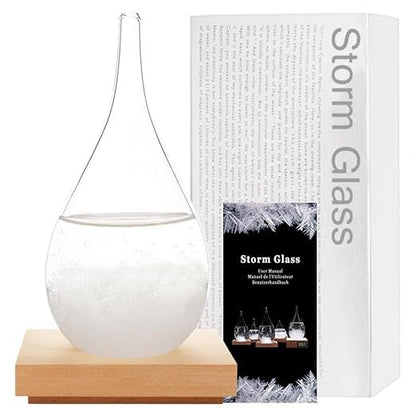 Teardrop Crystal Storm Glass Weather Predictor with Wooden Stand