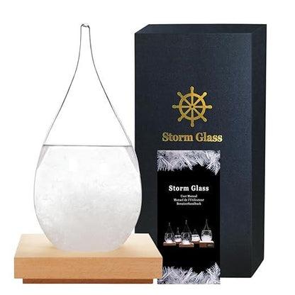 Teardrop Crystal Storm Glass Weather Predictor with Wooden Stand