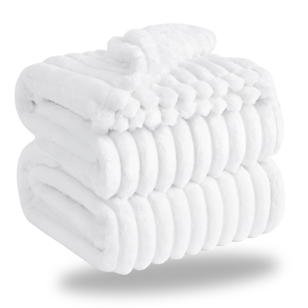 Soft Microfiber Fleece Blanket with Stripes, Machine Washable