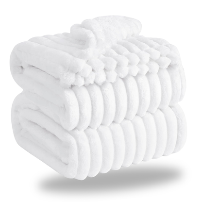 Soft Microfiber Fleece Blanket with Stripes, Machine Washable