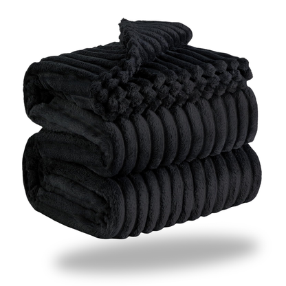 Soft Microfiber Fleece Blanket with Stripes, Machine Washable