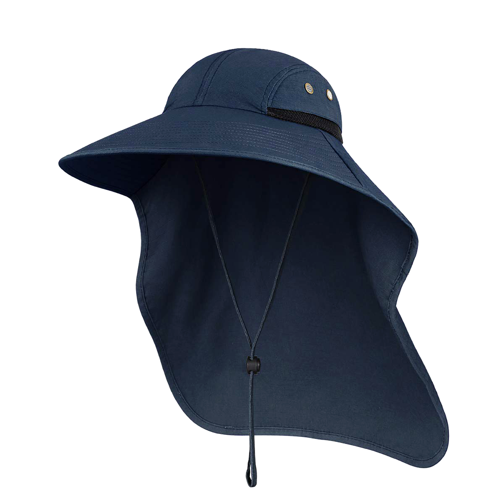 Wide-Brimmed Sun Hat with Neck Protection Flap