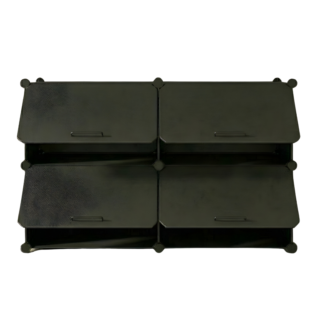 Detachable Panel Cube Shoe Organizer with Metal Structure and Tiered Design