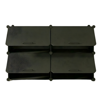 Detachable Panel Cube Shoe Organizer with Metal Structure and Tiered Design