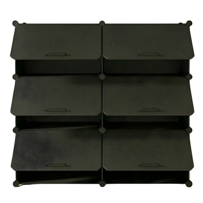 Detachable Panel Cube Shoe Organizer with Metal Structure and Tiered Design