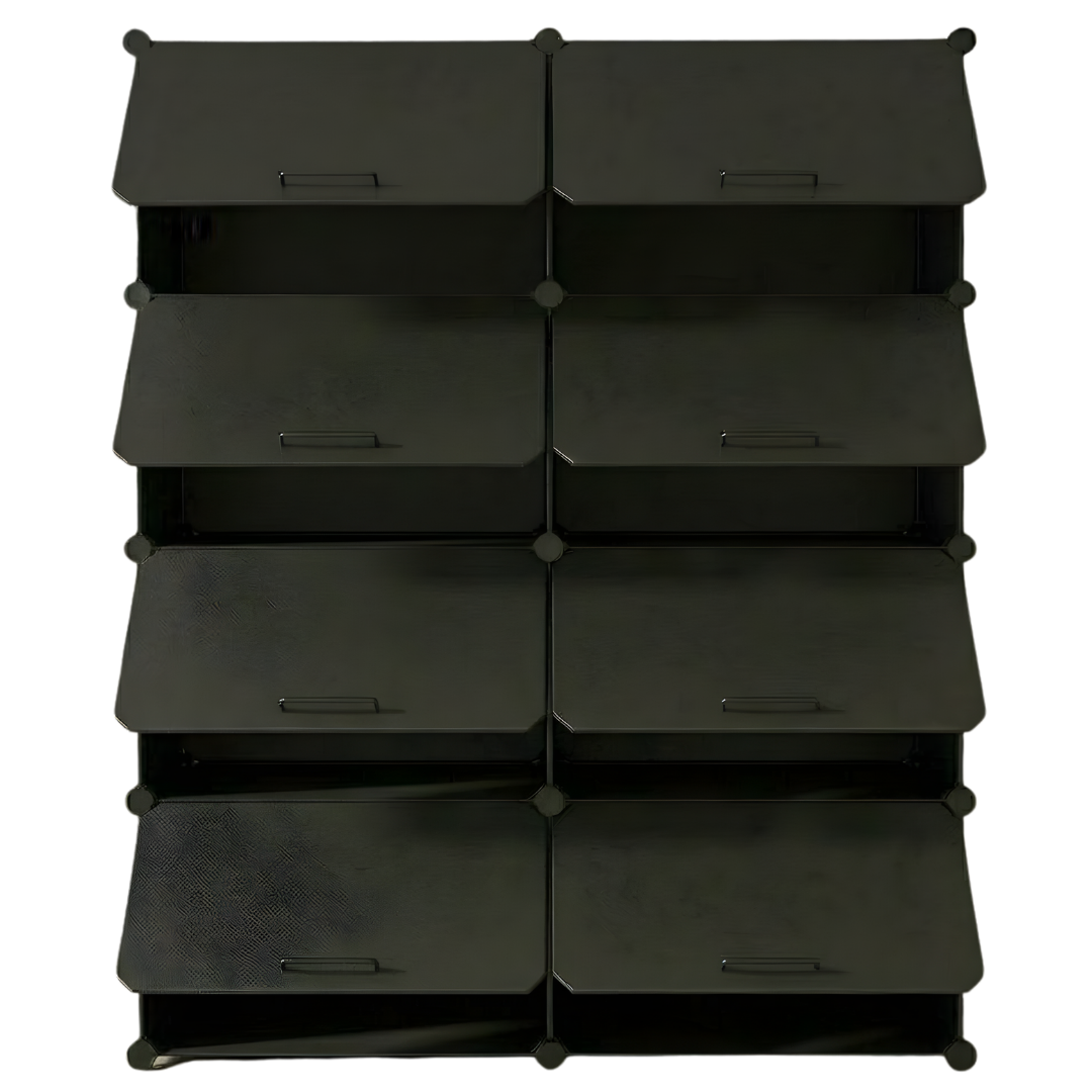 Detachable Panel Cube Shoe Organizer with Metal Structure and Tiered Design