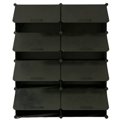 Detachable Panel Cube Shoe Organizer with Metal Structure and Tiered Design