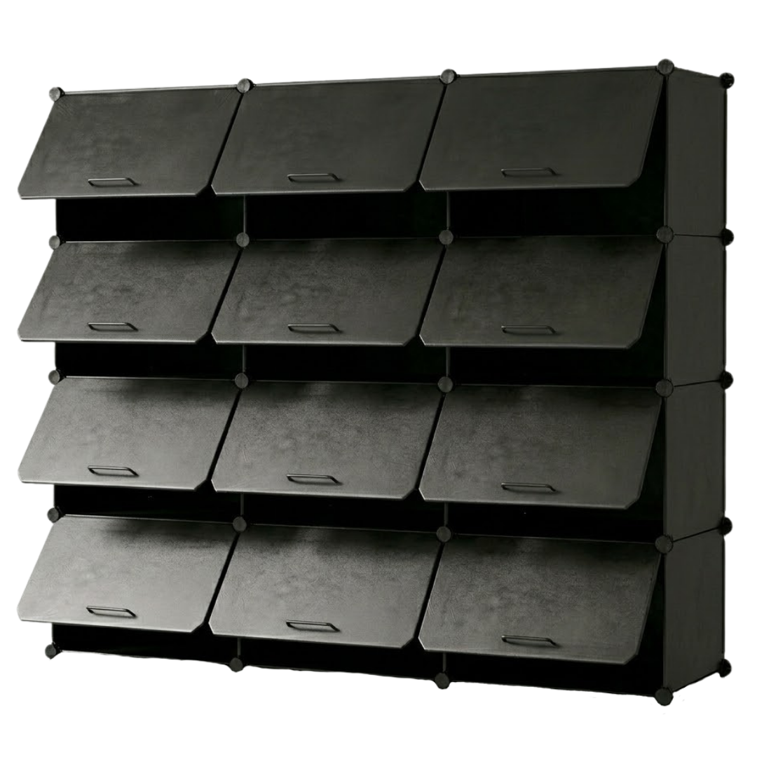 Detachable Panel Cube Shoe Organizer with Metal Structure and Tiered Design