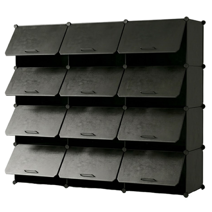 Detachable Panel Cube Shoe Organizer with Metal Structure and Tiered Design