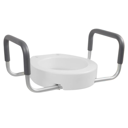 Elevated Toilet Seat with Grips for Seniors - Compatible with Elongated Toilets