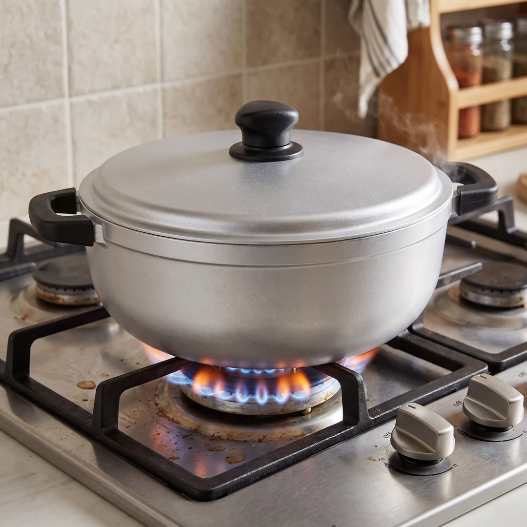 Aluminum Cooking Pot with Lid for Rice, Soups, and Stews