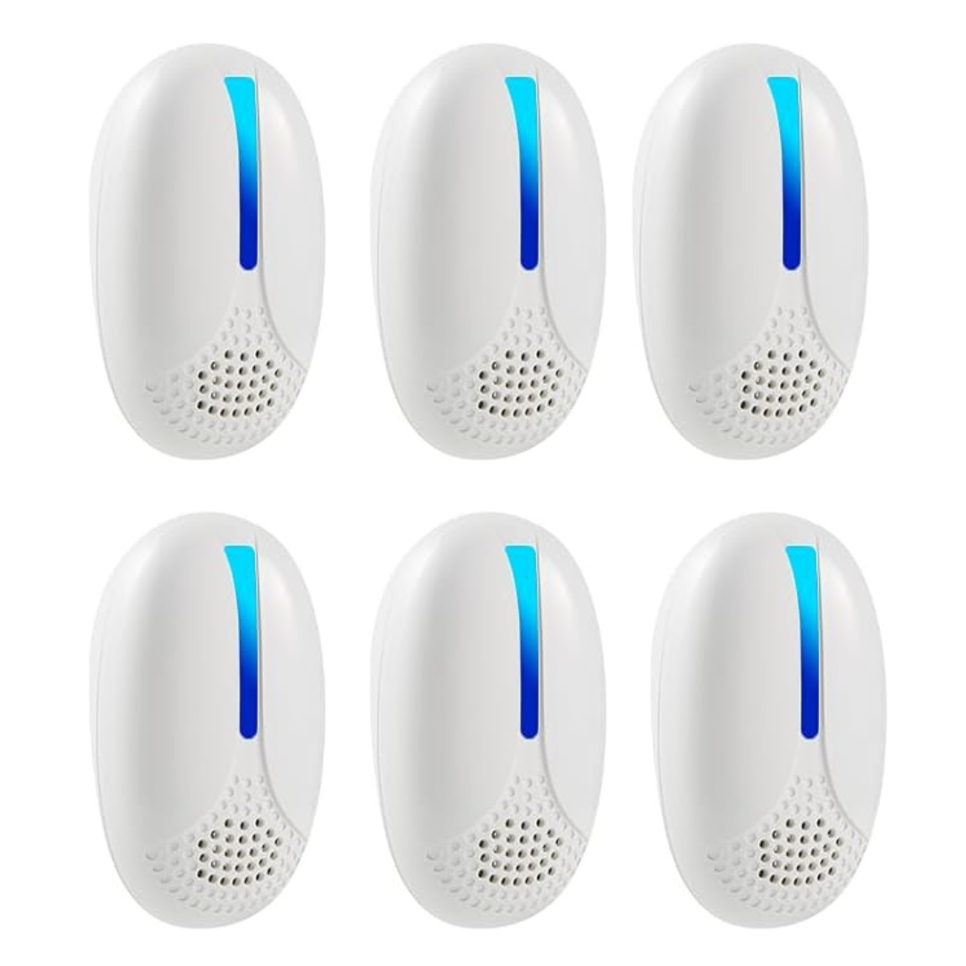 6-Pack Ultrasonic Pest Repellent Plugs – Covers 1600 Sq Ft Area
