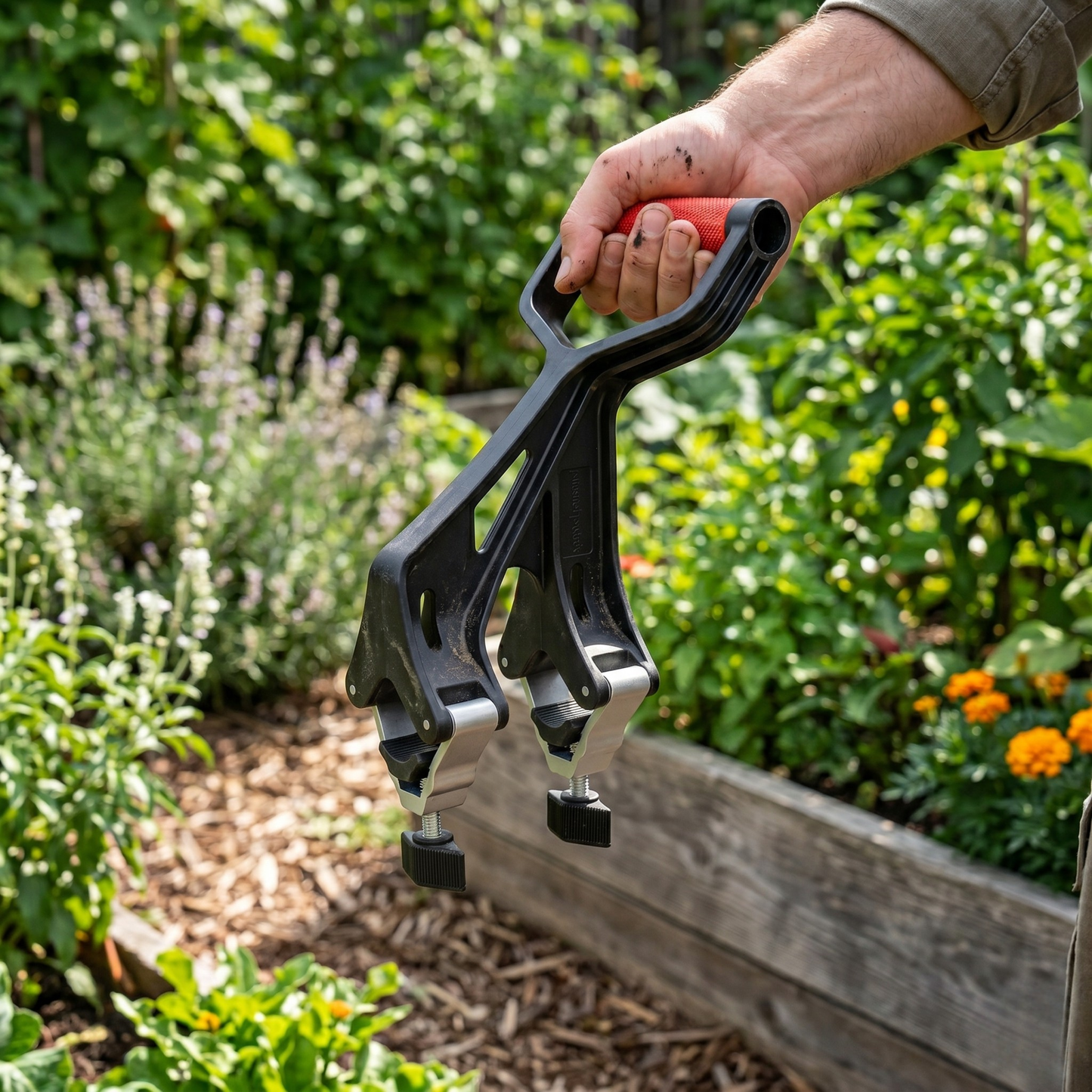 Clamp-On Handle Extension for Shovels and Garden Tools