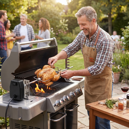 Outdoor Grill Rotisserie Kit with 120V Motor – Universal Fit
