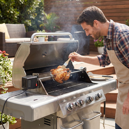 28-Inch Motorized Spit Rod Set for Universal Rotisserie Grill