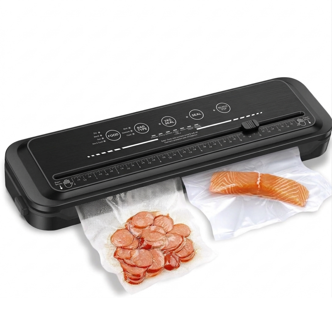 Compact Vacuum Sealer with Built-in Cutter and Multiple Modes, 80kPa