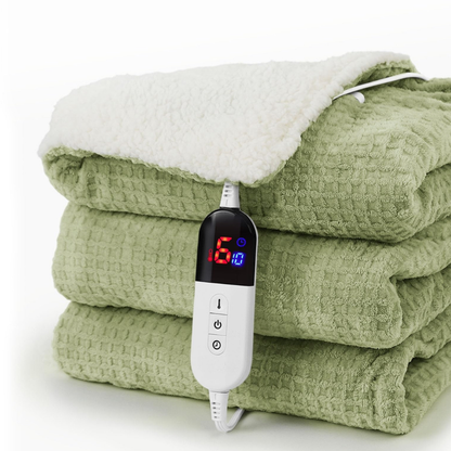 Electric Heating Blanket with Waffle Texture, 6 Settings, Digital Control & Auto Shutoff